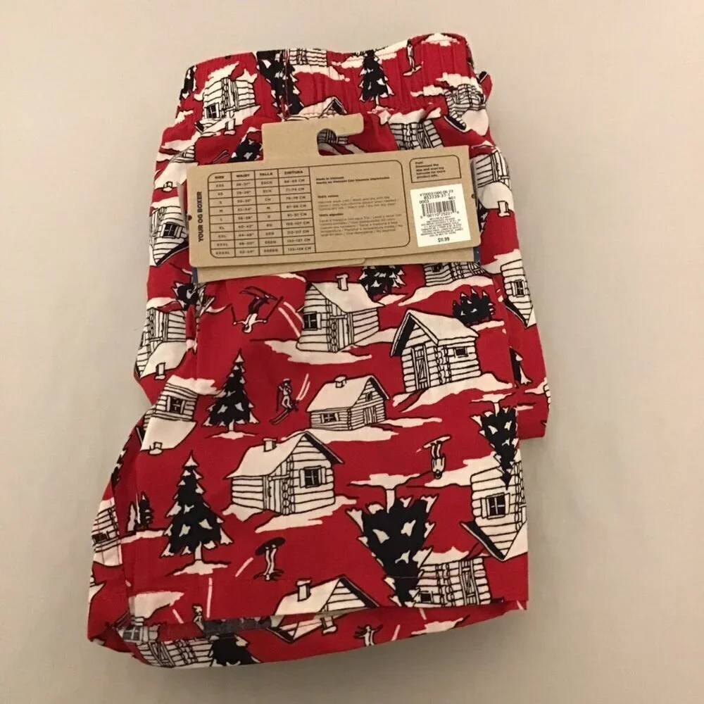 Old Navy L Boxers Two Pairs Winter Scene Red 1-NWT, 1-NWOT